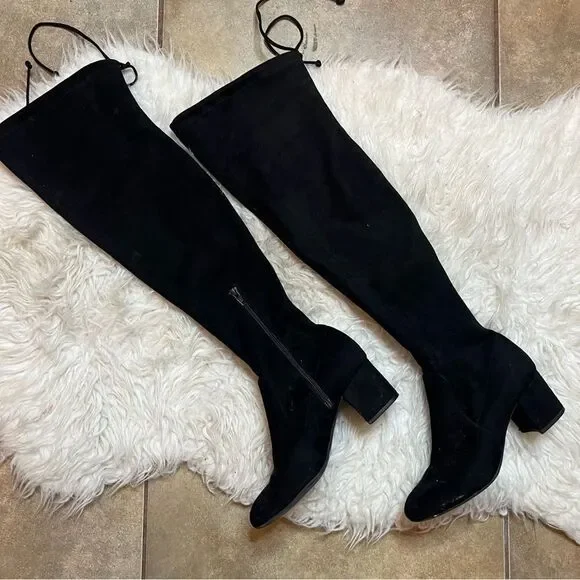 Gianni Bini Stretch Knee High Black fall & winter suede style Boots 6.5 - Picture 14 of 16